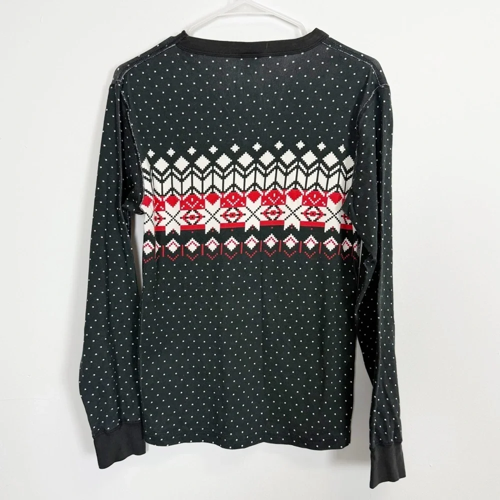 Hanna Andersson Pajama Top Womens Small Heritage Fair Isle Black Lounge Cotton
